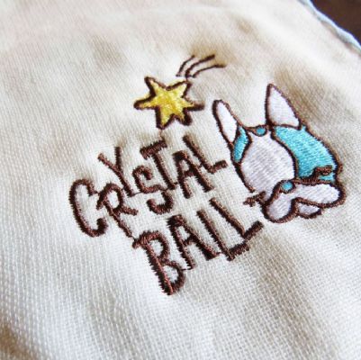 大頭狗紗布刺繡方巾