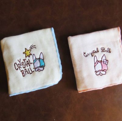 大頭狗紗布刺繡方巾