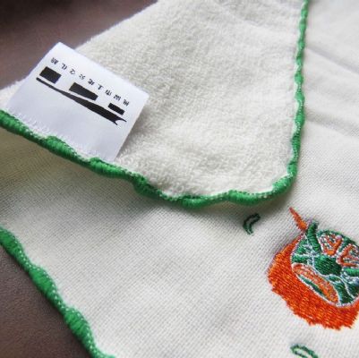 弄獅刺繡紗布方巾